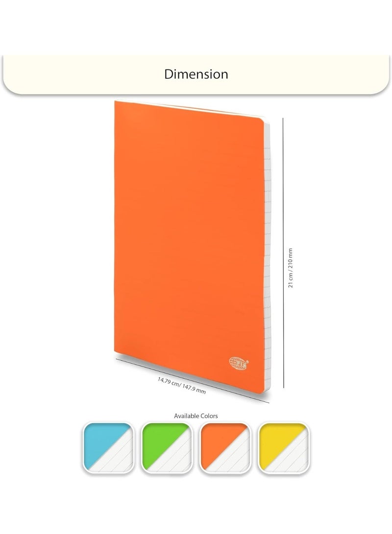 FIS Notebook, A5 Size(148x210mm), PP Soft Cover Materials, Stong Binding Wire, 80 Sheets, Single Line Ruling, Rounded Corners, Packet of 5 Pieces, Neon Orange Cover Design-FSNBA5SLPPNOR - Image 2